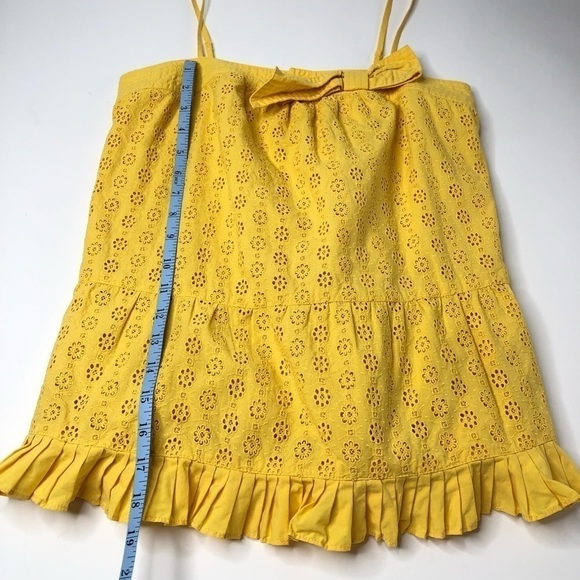 Juicy COUTURE Y2K 90s Sunflower Yellow Eyelet Bow Ruffle Trimmed Summer Tank Top - Picture 12 of 12